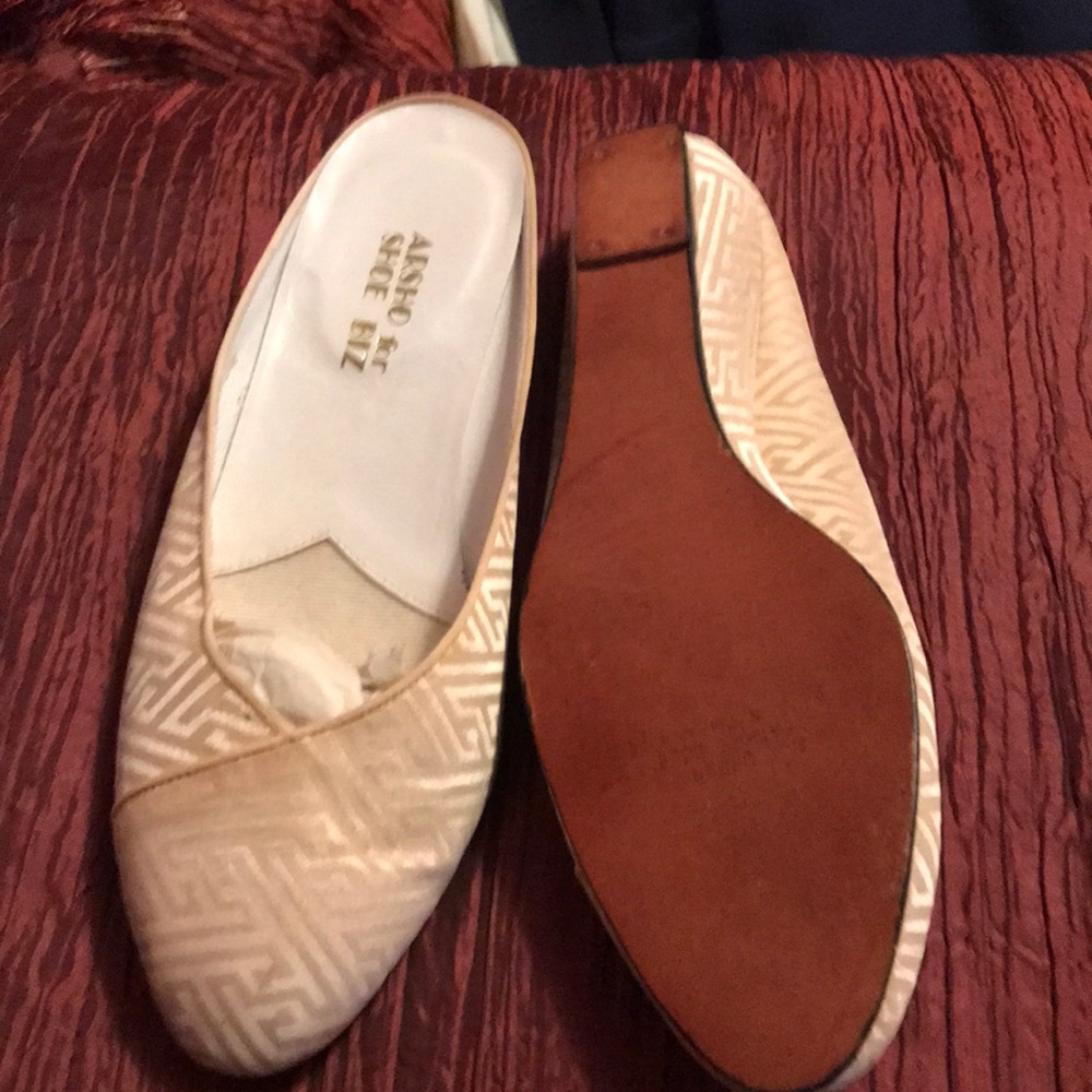 Silk and leather slippers